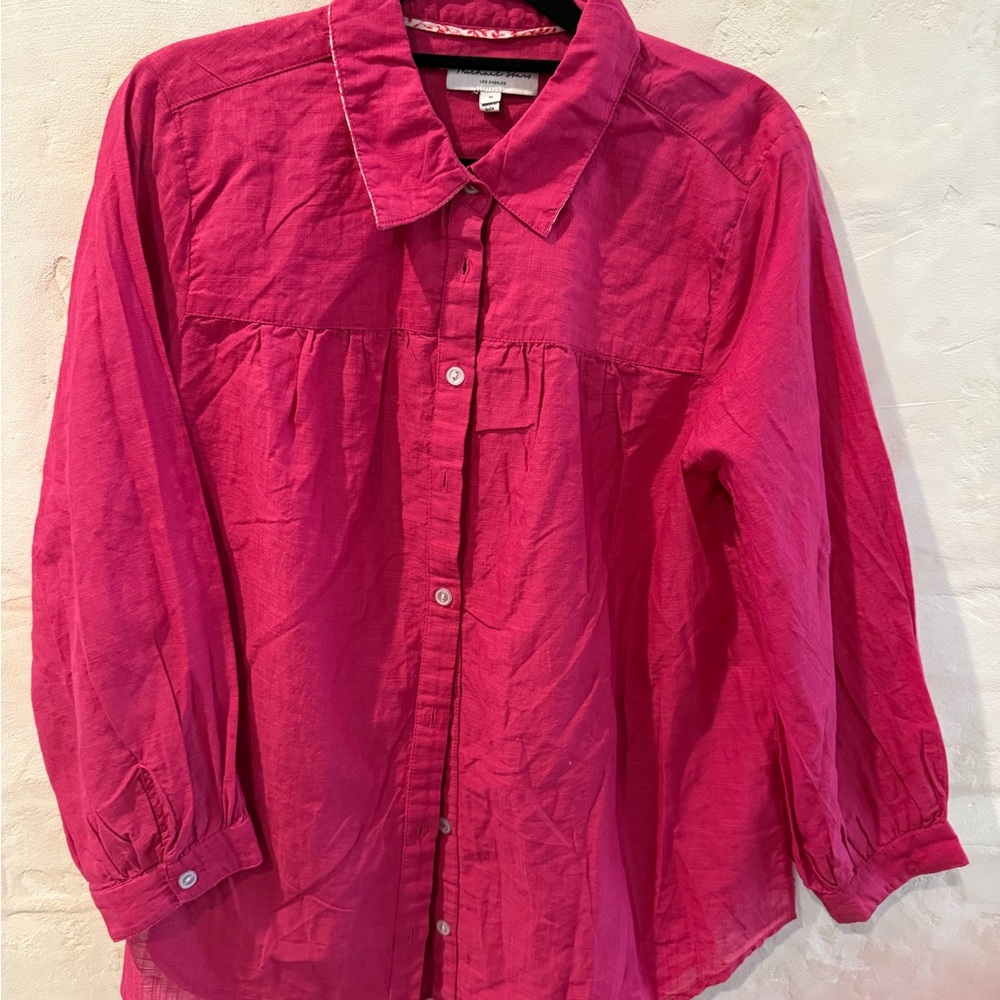 Michael Stars Los Angeles Bright Pink Button-Up Shirt